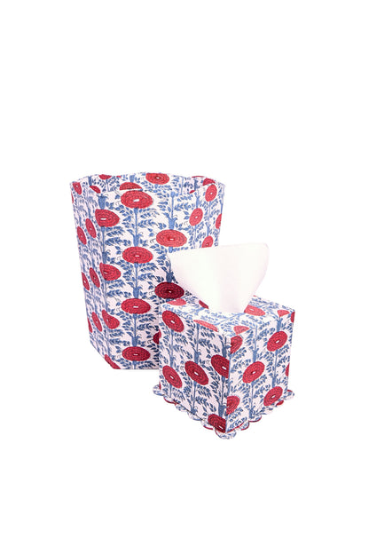 Scallop Tissue Box Cover in Araminta Blockprint