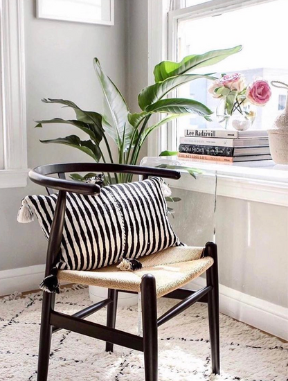 Antigua Pillow - Black and Natural Ivory