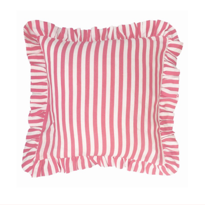 RUFFLED PILLOW COVER, CHERRY