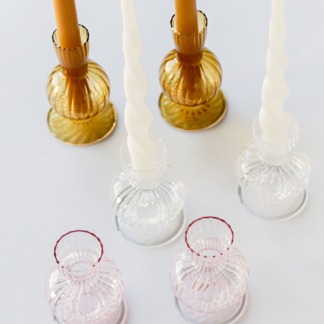 Glass Candle Stick Holders