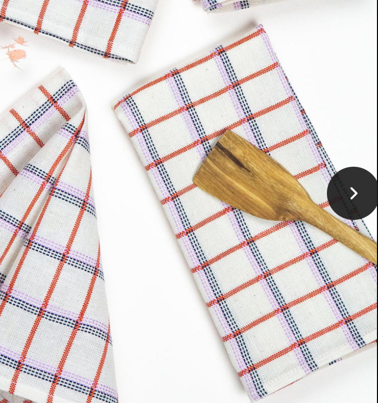 San Lucas Plaid White & Orange Napkins
