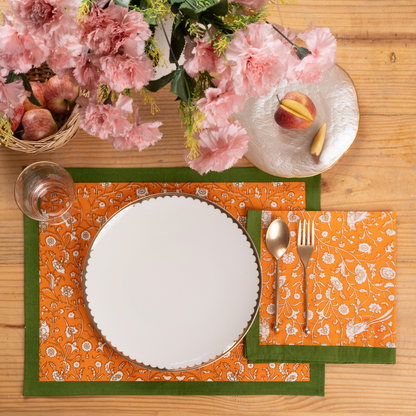Birds of a Feather Orange Blockprint Placemat