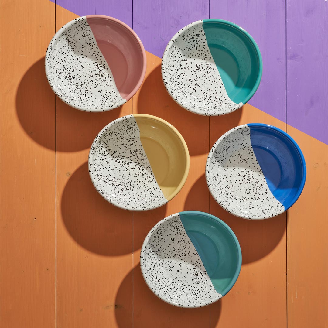 Kapka Mind-Pop Small Enamel Salad Bowl - Darling Spring pink, yellow, Blue Cobalt, turquoise,