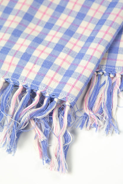 Sofia Plaid Kitchen Towel in Periwinkle Blue and Pink