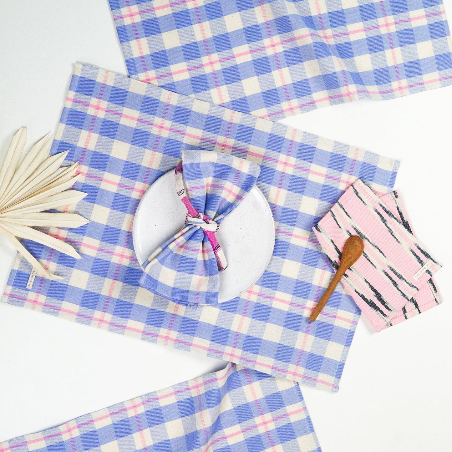 Abigail Plaid Placemat in Periwinkle Blue and Pink