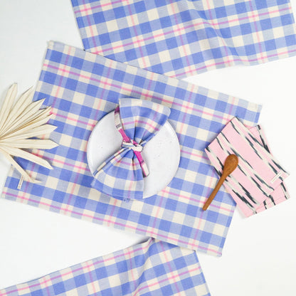 Abigail Plaid Placemat in Periwinkle Blue and Pink