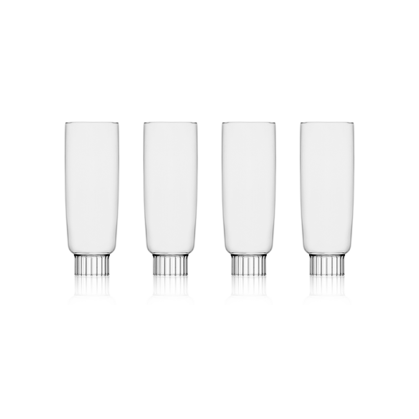 Hand-blown clear champagne glasses by Sprezz, crafted from safe, high-quality borosilicate glass, ready to elevate your spring tablescape with a personalized touch of color for any brunch party or Easter celebration."