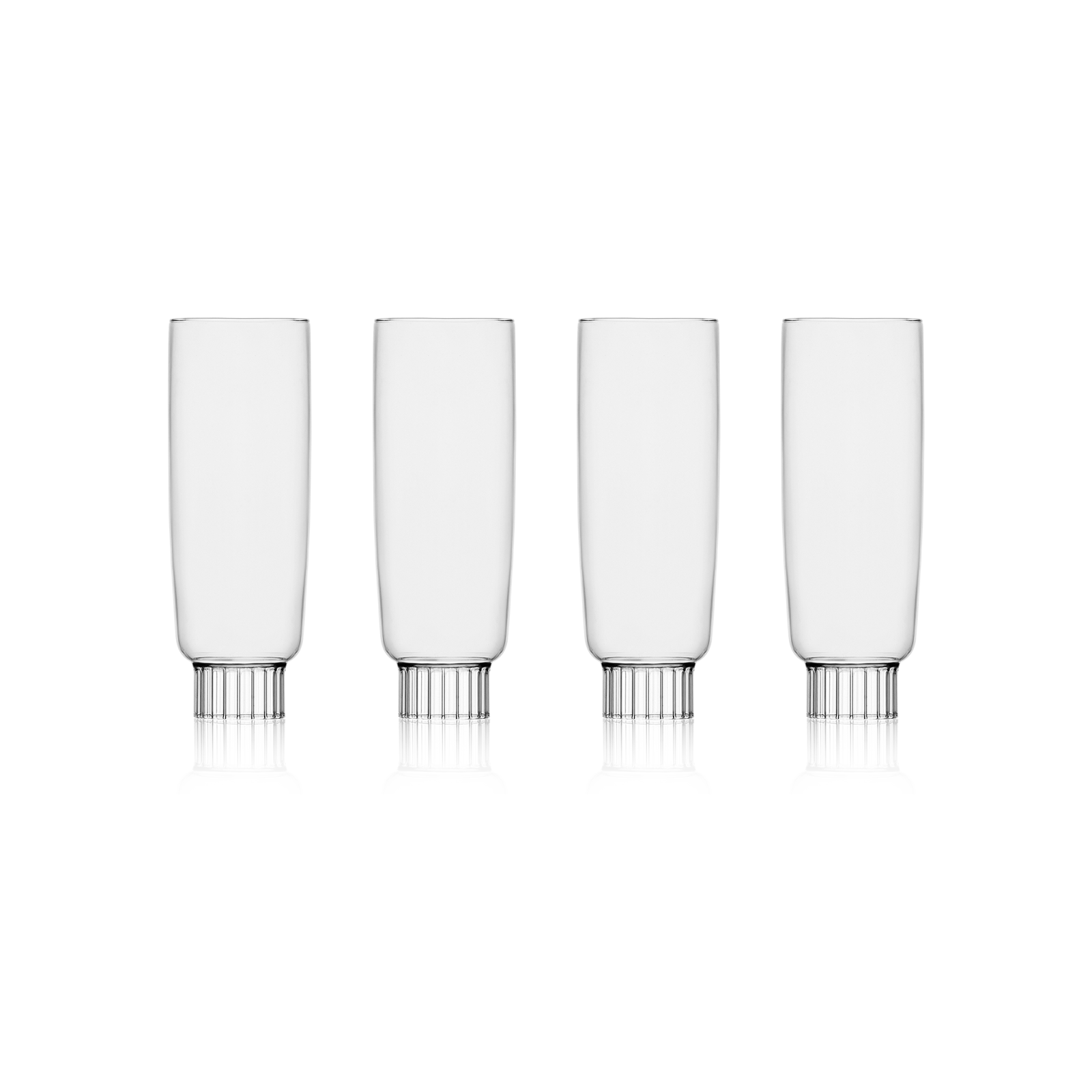 Hand-blown clear champagne glasses by Sprezz, crafted from safe, high-quality borosilicate glass, ready to elevate your spring tablescape with a personalized touch of color for any brunch party or Easter celebration."