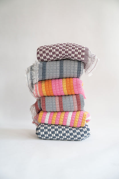 Purple & Blue Checkered Reversible Sujani Quilt