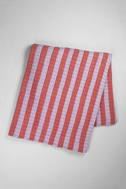 Quilted Sujani Throw Blanket - Soft Lilac and Red