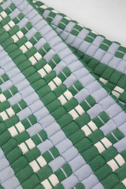 Quilted Sujani Throw Blanket - Soft Blue, White and Green
