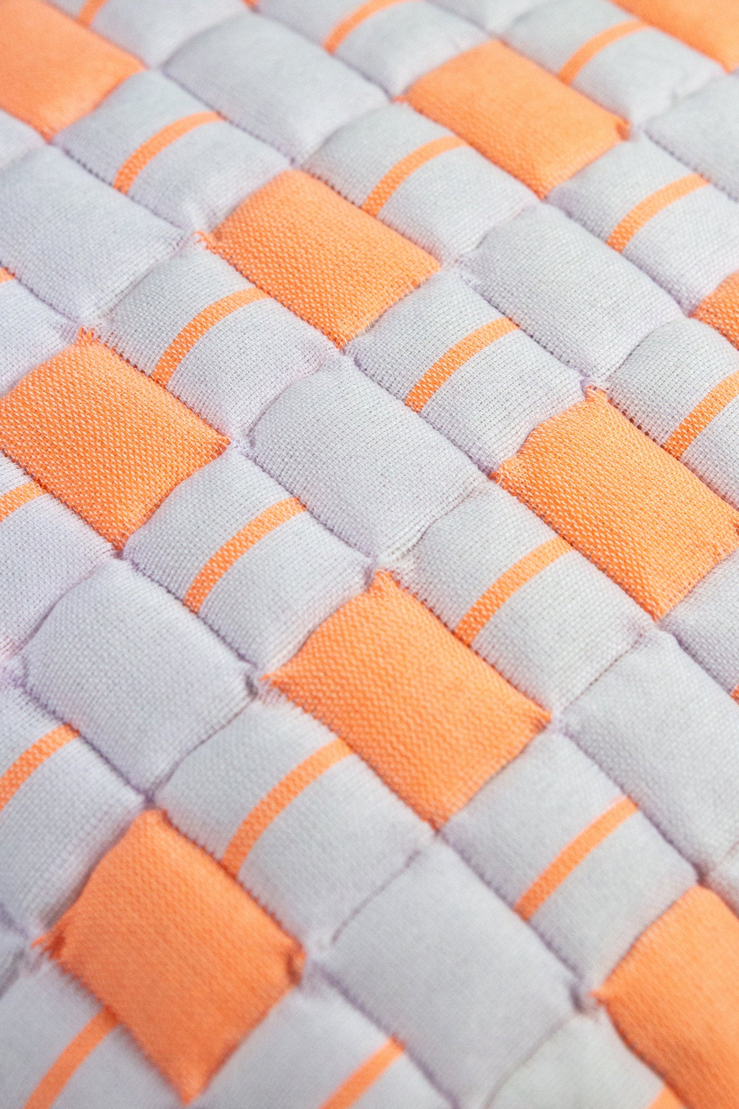 Sujani Quilted Pillow — Pastel Lilac and Neon Orange