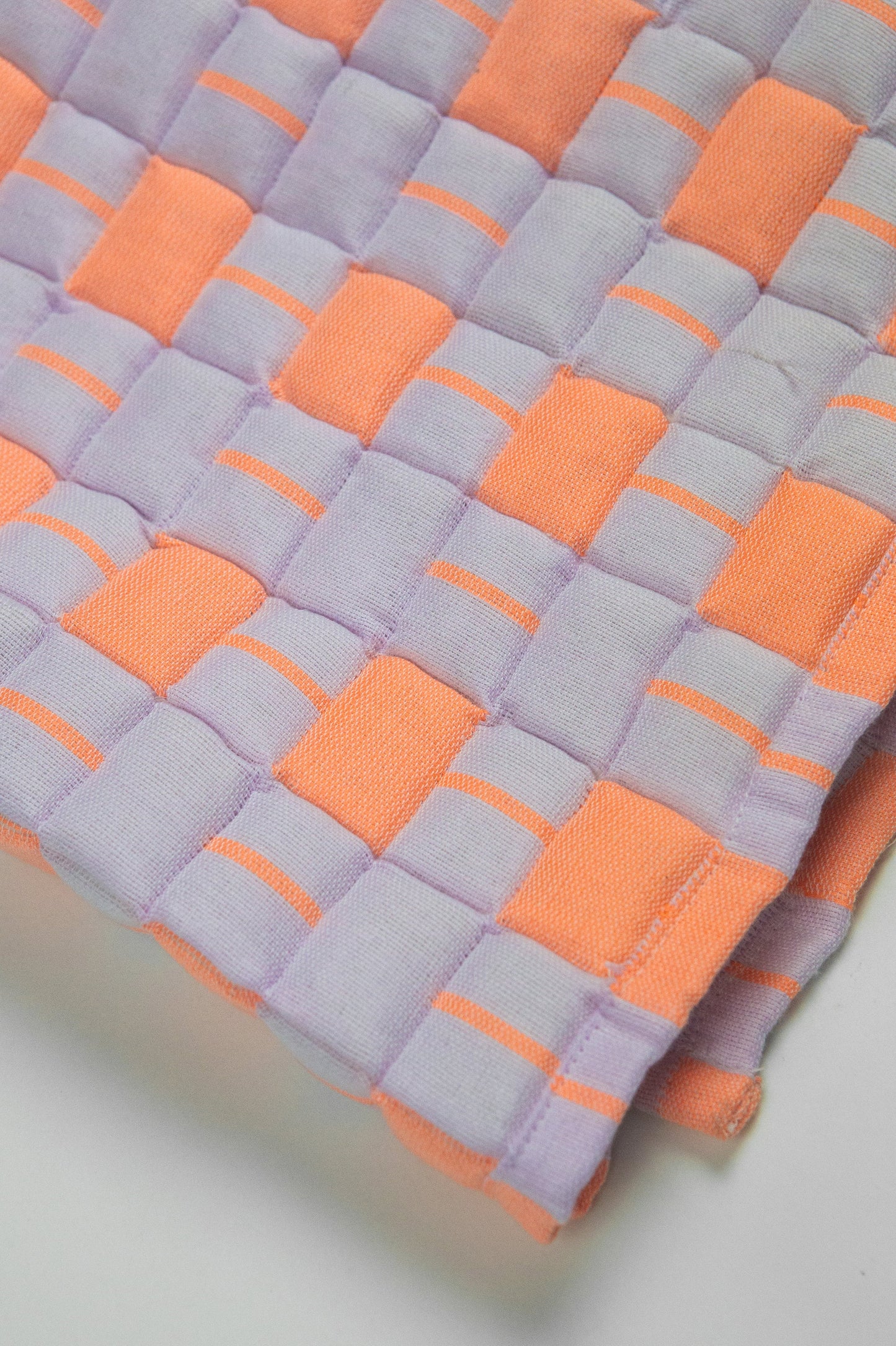 Quilted Sujani Throw Blanket - Pastel Lilac and Neon Orange