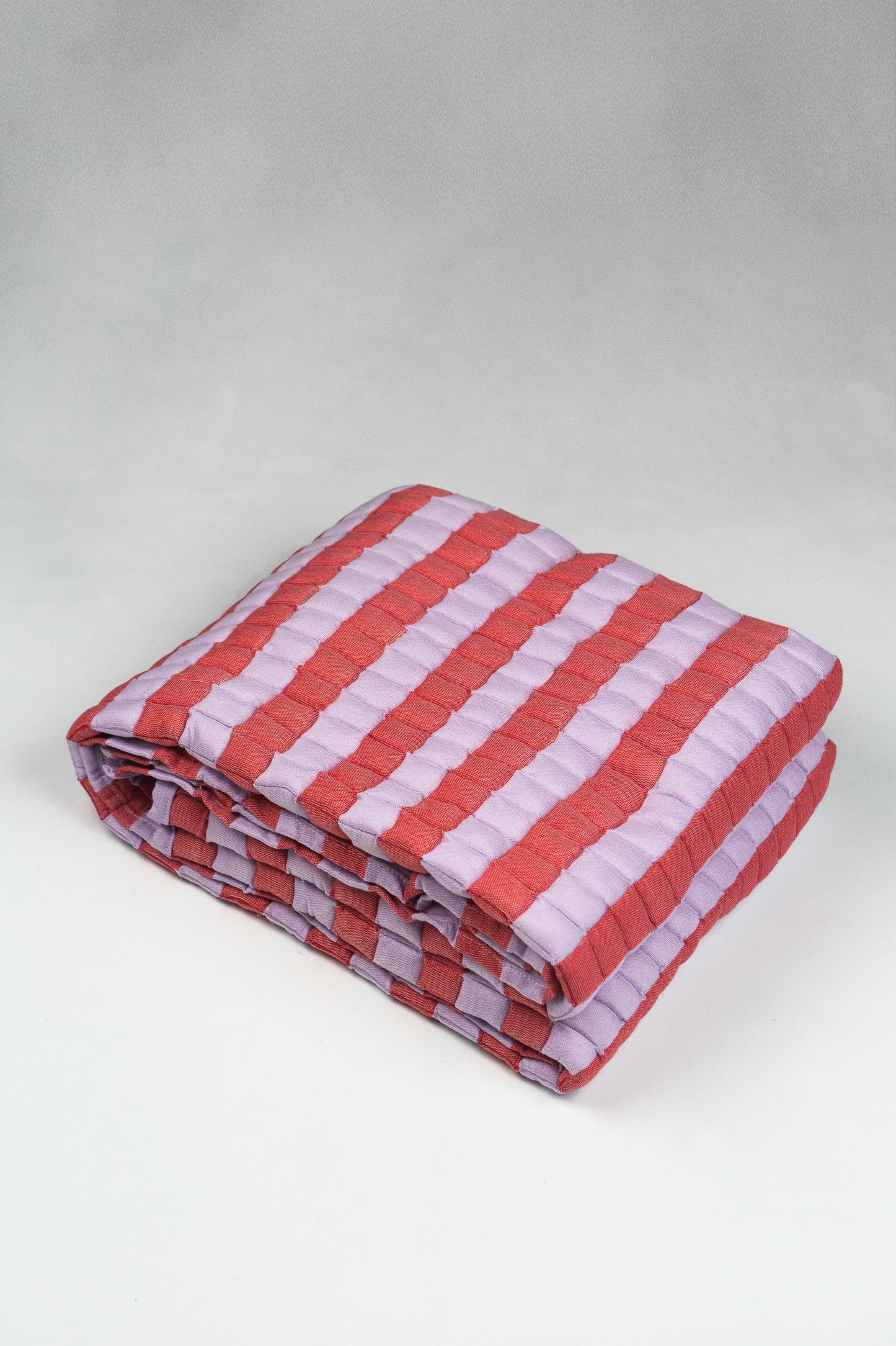 Quilted Sujani Throw Blanket - Soft Lilac and Red