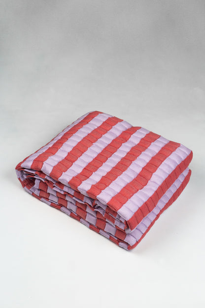 Quilted Sujani Throw Blanket - Soft Lilac and Red