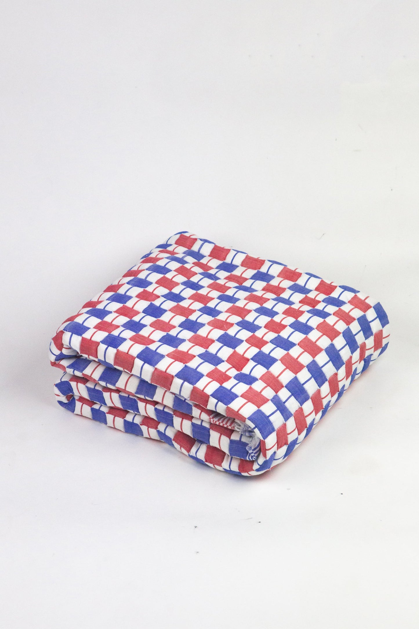 Quilted Sujani Throw Blanket - Red & Blue