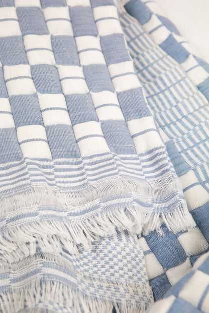 Quilted Sujani Throw Blanket - Soft Blue Grey