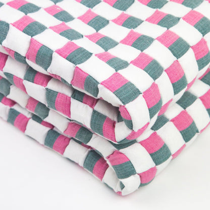 Quilted Sujani Throw Blanket - Pink, Green and White