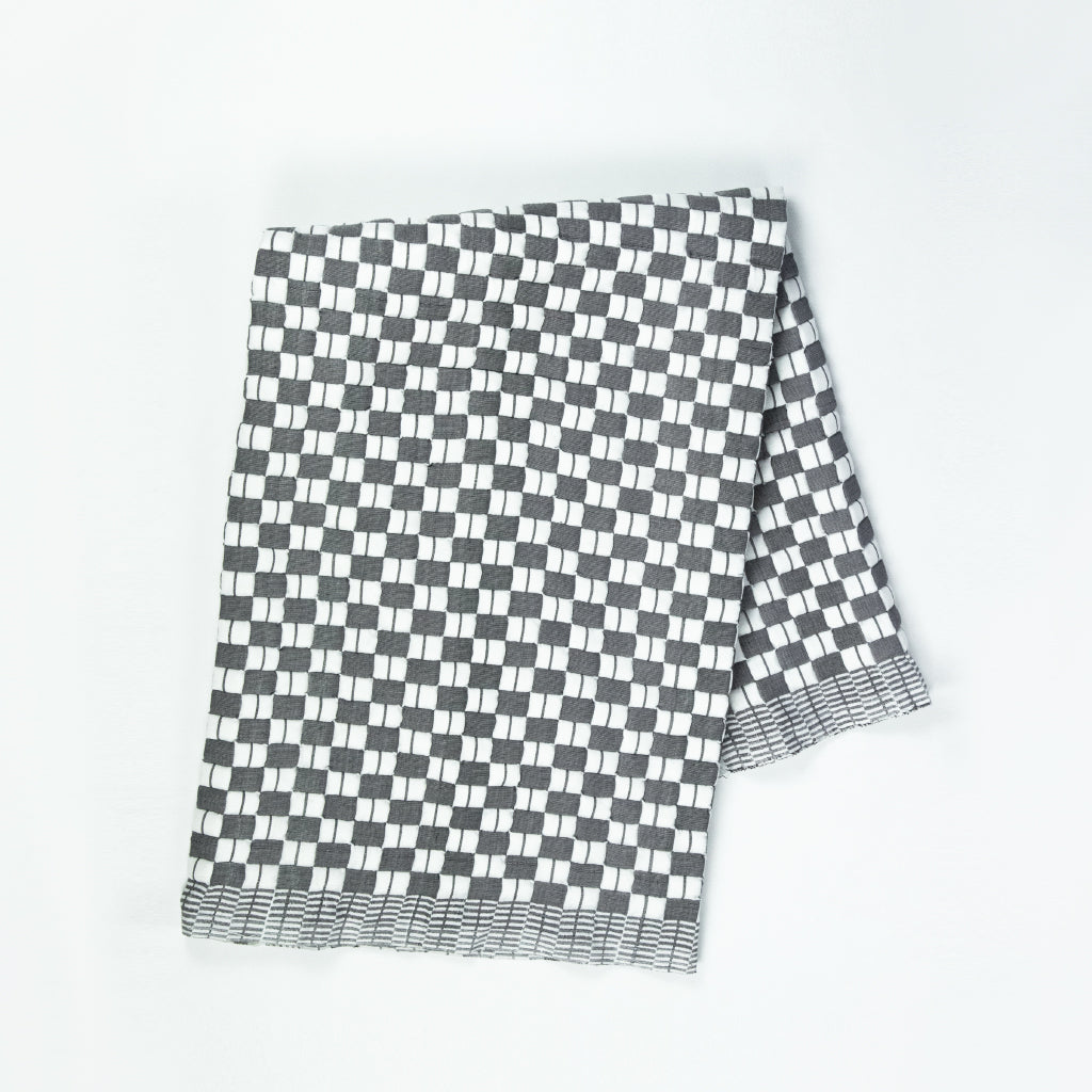 Quilted Sujani Throw Blanket - Soft Black & White
