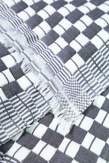 Quilted Sujani Throw Blanket - Soft Black & White