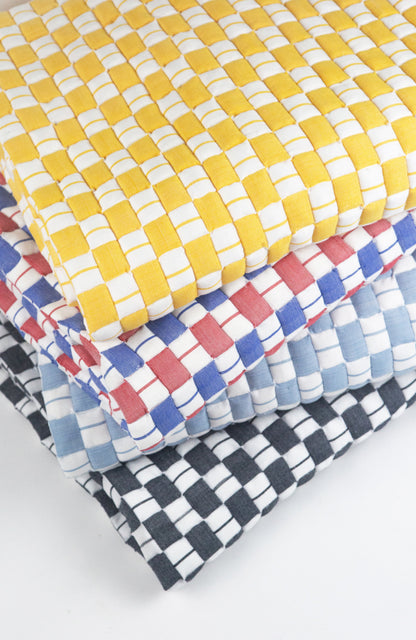Quilted Sujani Throw Blanket - Yellow & White