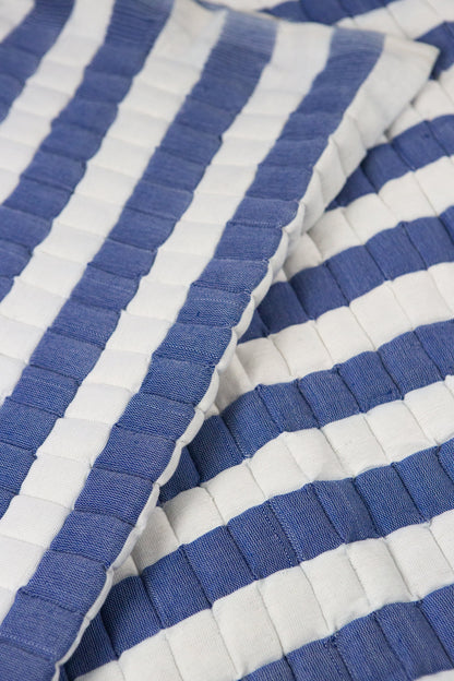Quilted Sujani Throw Blanket - Blue and White Striped
