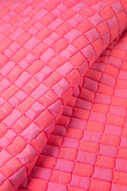 Quilted Sujani Throw Blanket - Neon Pink