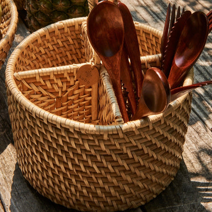 Balai Woven Rattan Utensil Holder