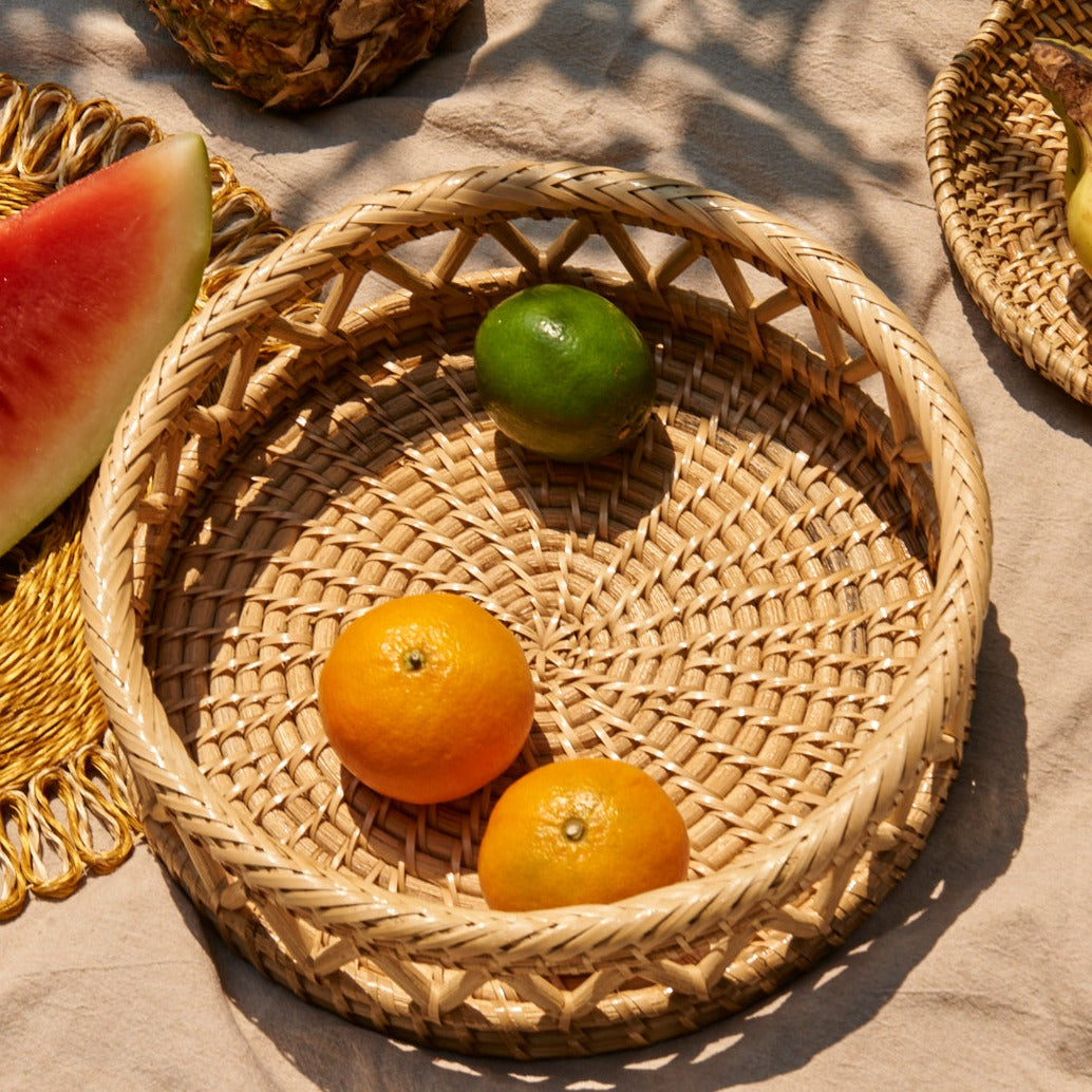 Alon Woven Rattan Basket Tray