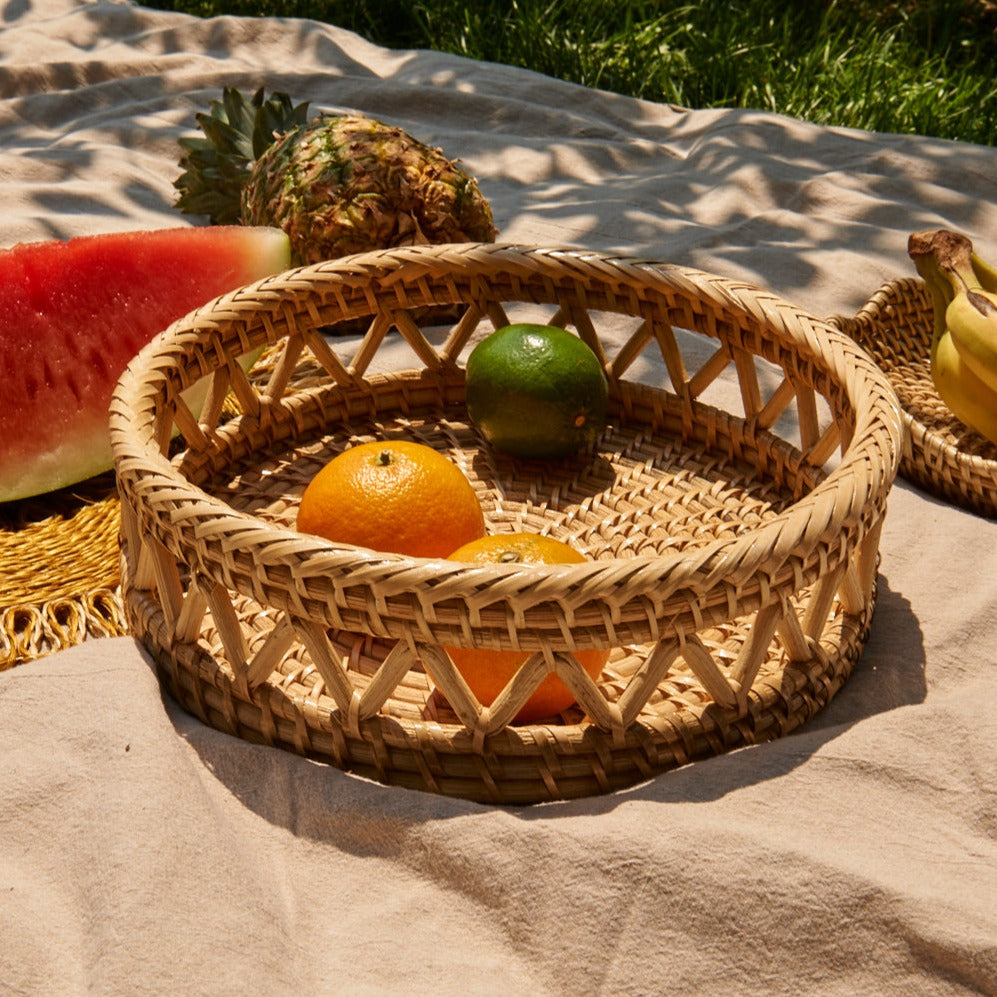 Alon Woven Rattan Basket Tray