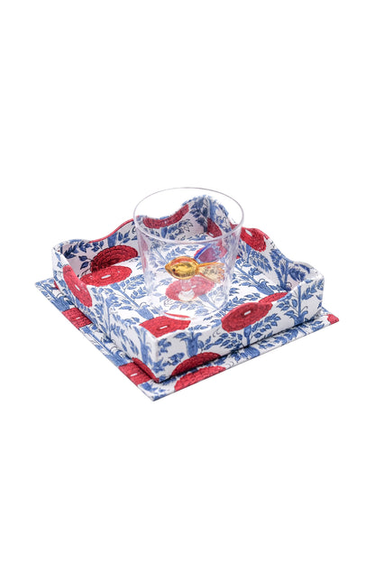 Trinket Cocktail Napkin Tray in Araminta Blockprint