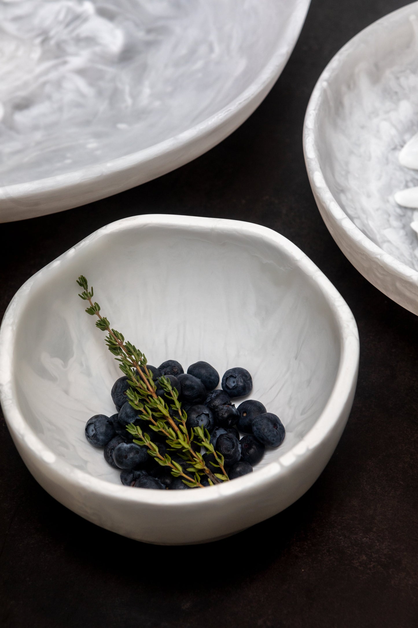 Small Wavy Bowl - White Swirl