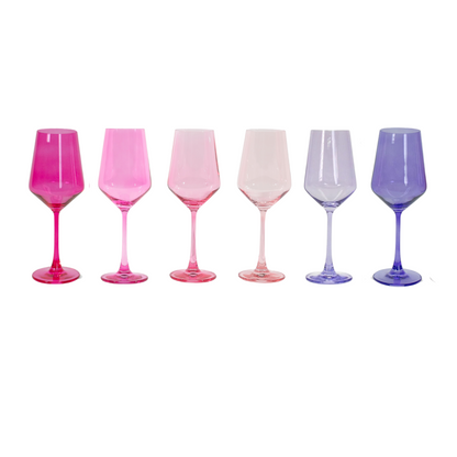 Cotton Candy Collection - Colored Wine Glass Ombré Set of 6