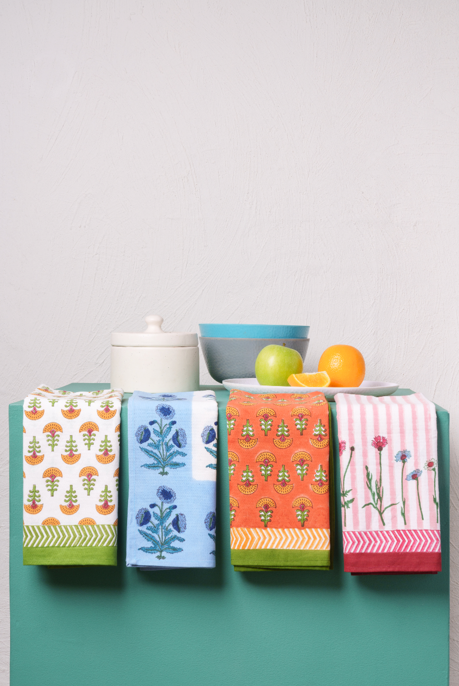 Orange Buti Blockprint Dish Towel