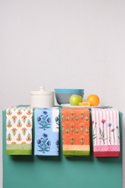 Blue Fleurs Blockprint Dish Towel