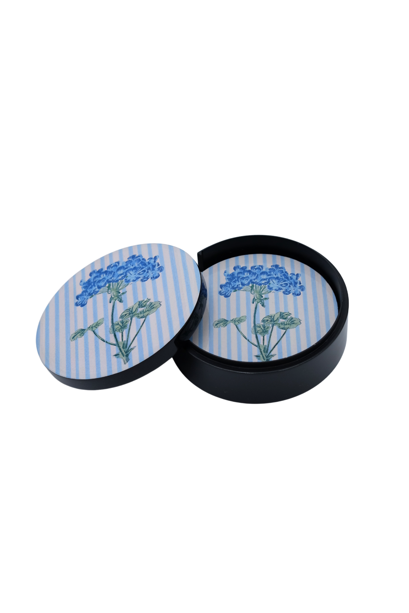 Blue Hydrangea Lacquerware Coasters, Set of 4
