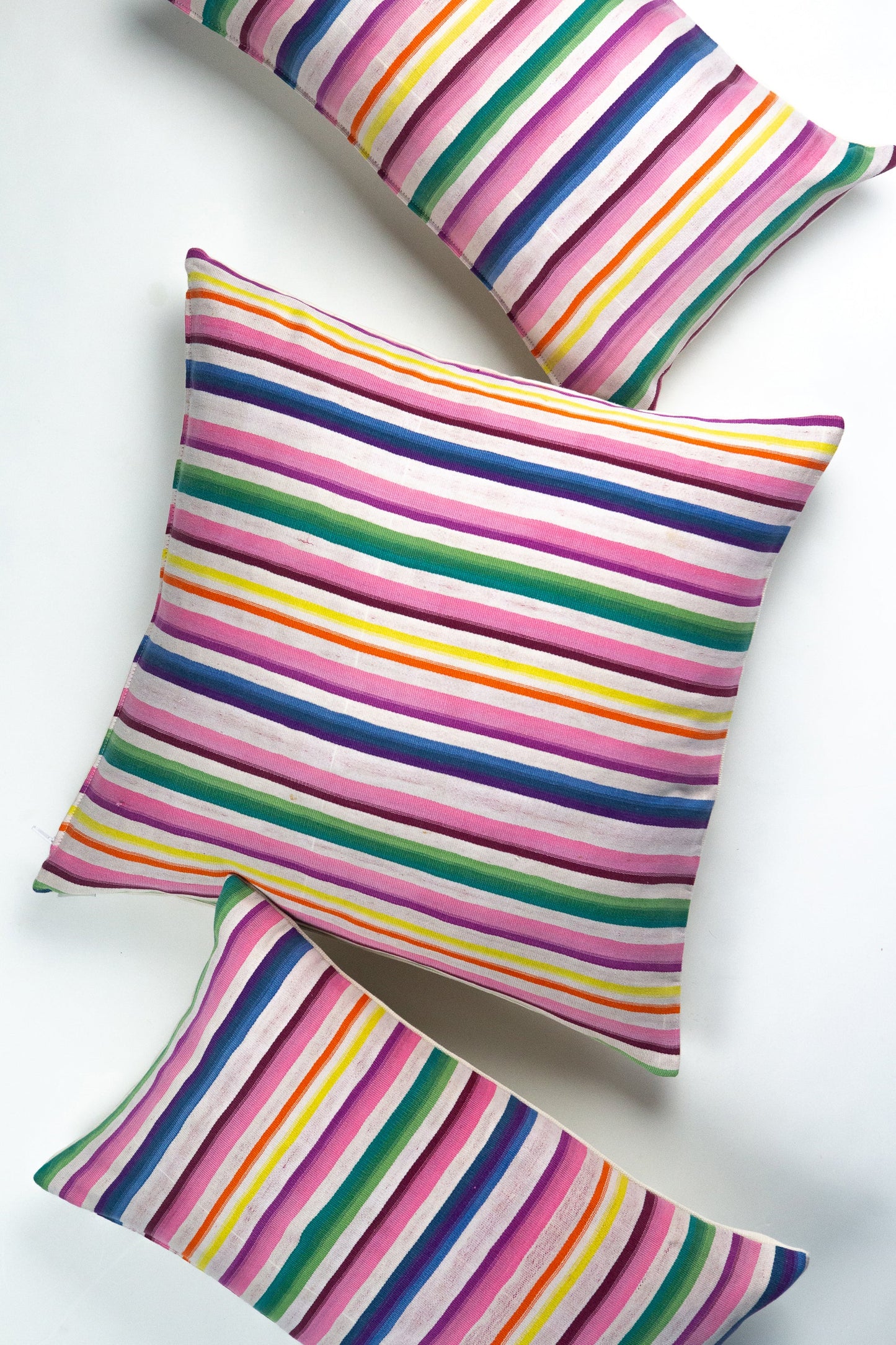 Vintage 70s Rainbow Striped Pillow