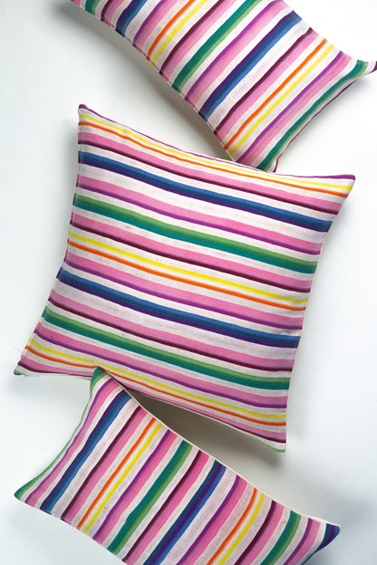 Vintage 70s Rainbow Striped Pillow