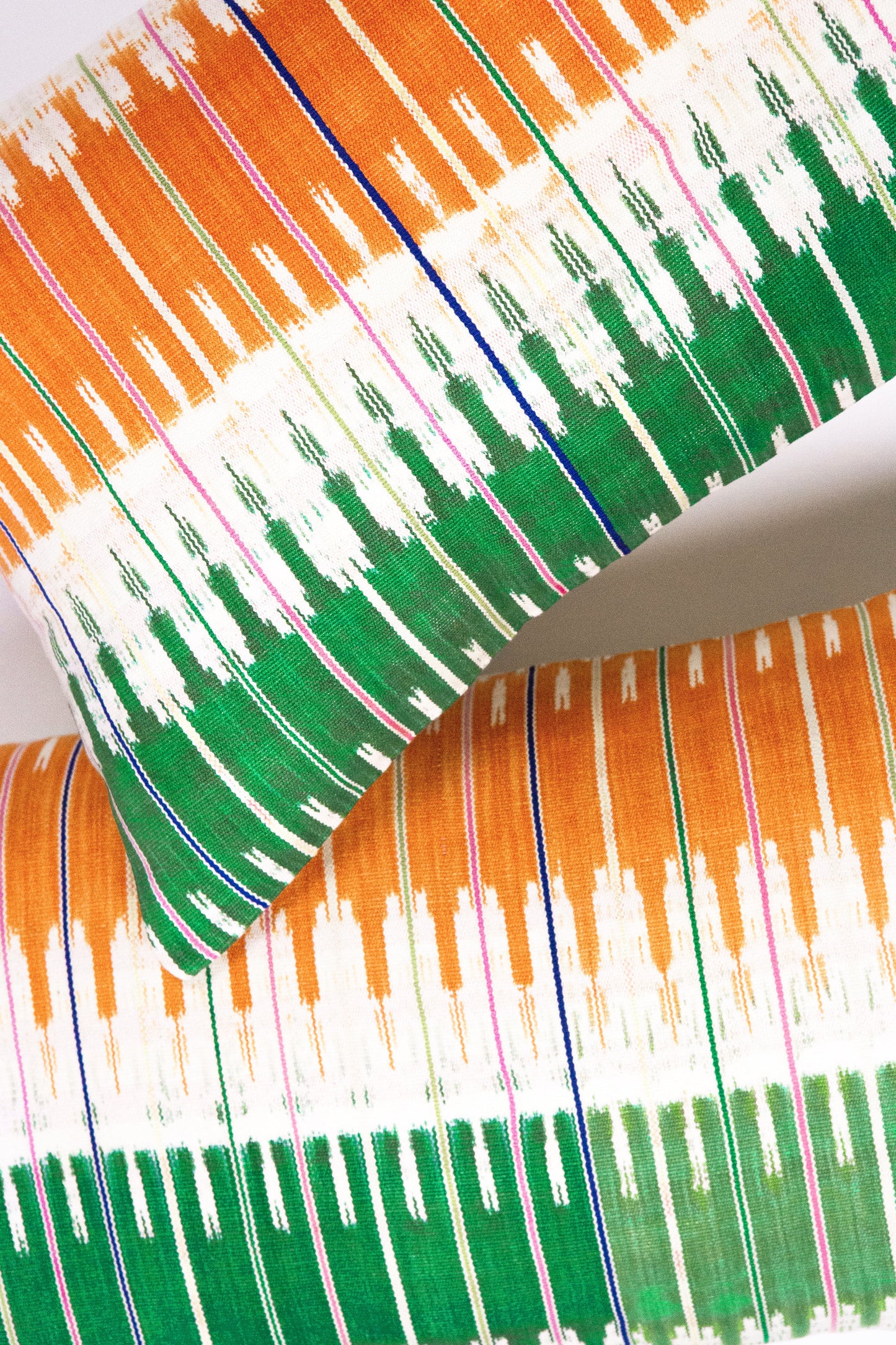 Vintage Ikat Orange & Green Pillow