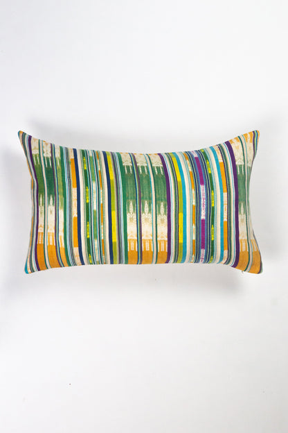 Vintage Green and Peach Ikat Pillow