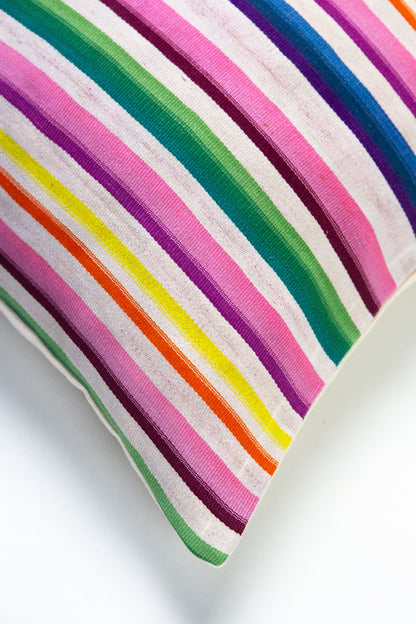 Vintage 70s Rainbow Striped Pillow