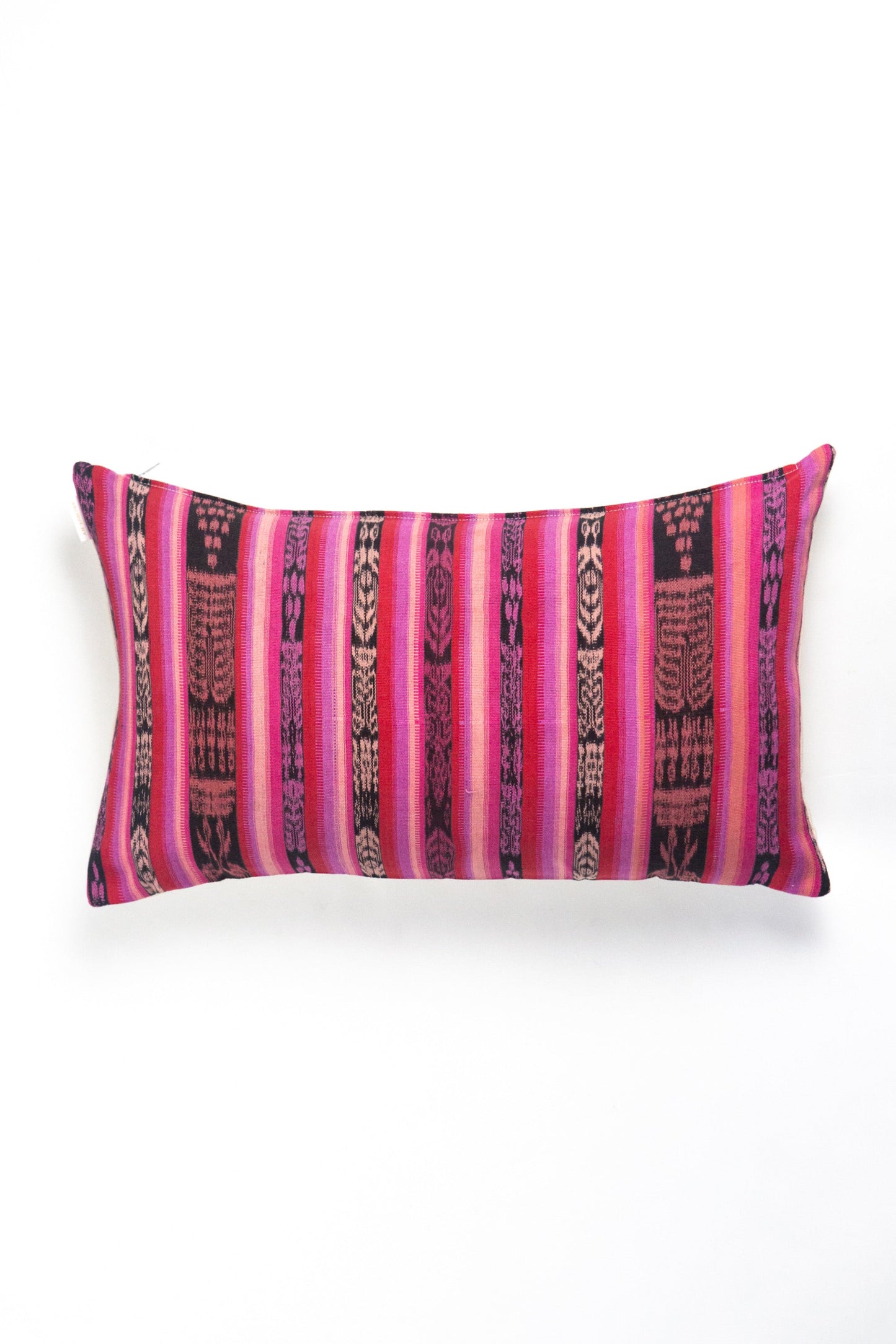 Vintage Magenta, Red and Black Ikat Pillow
