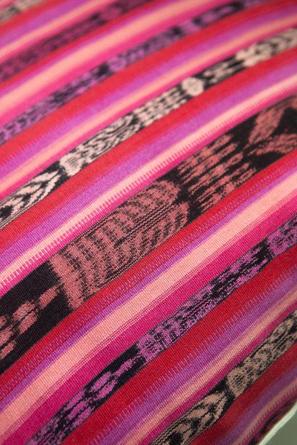 Vintage Magenta, Red and Black Ikat Pillow