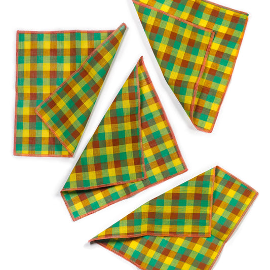 Heatwave Multi-color Gingham Cocktail Napkins, Set of 4