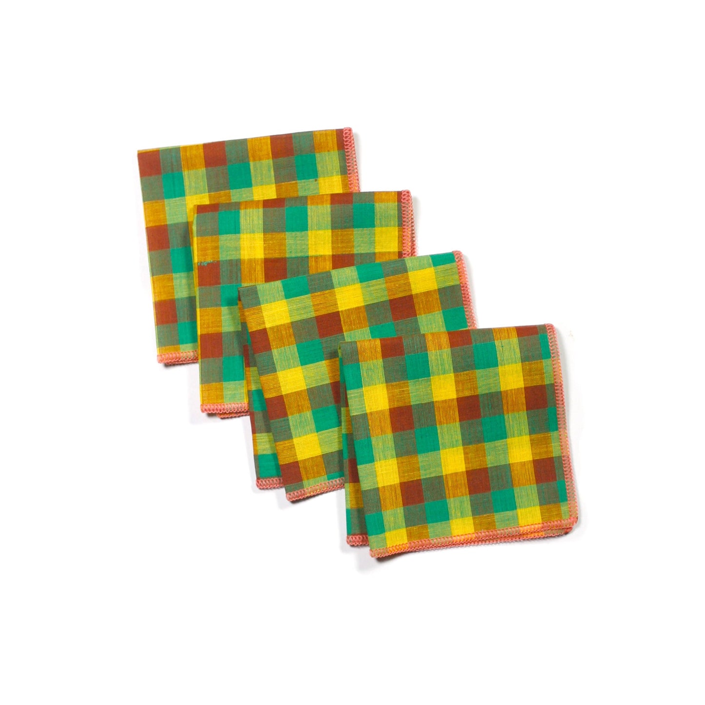 Heatwave Multi-color Gingham Cocktail Napkins, Set of 4