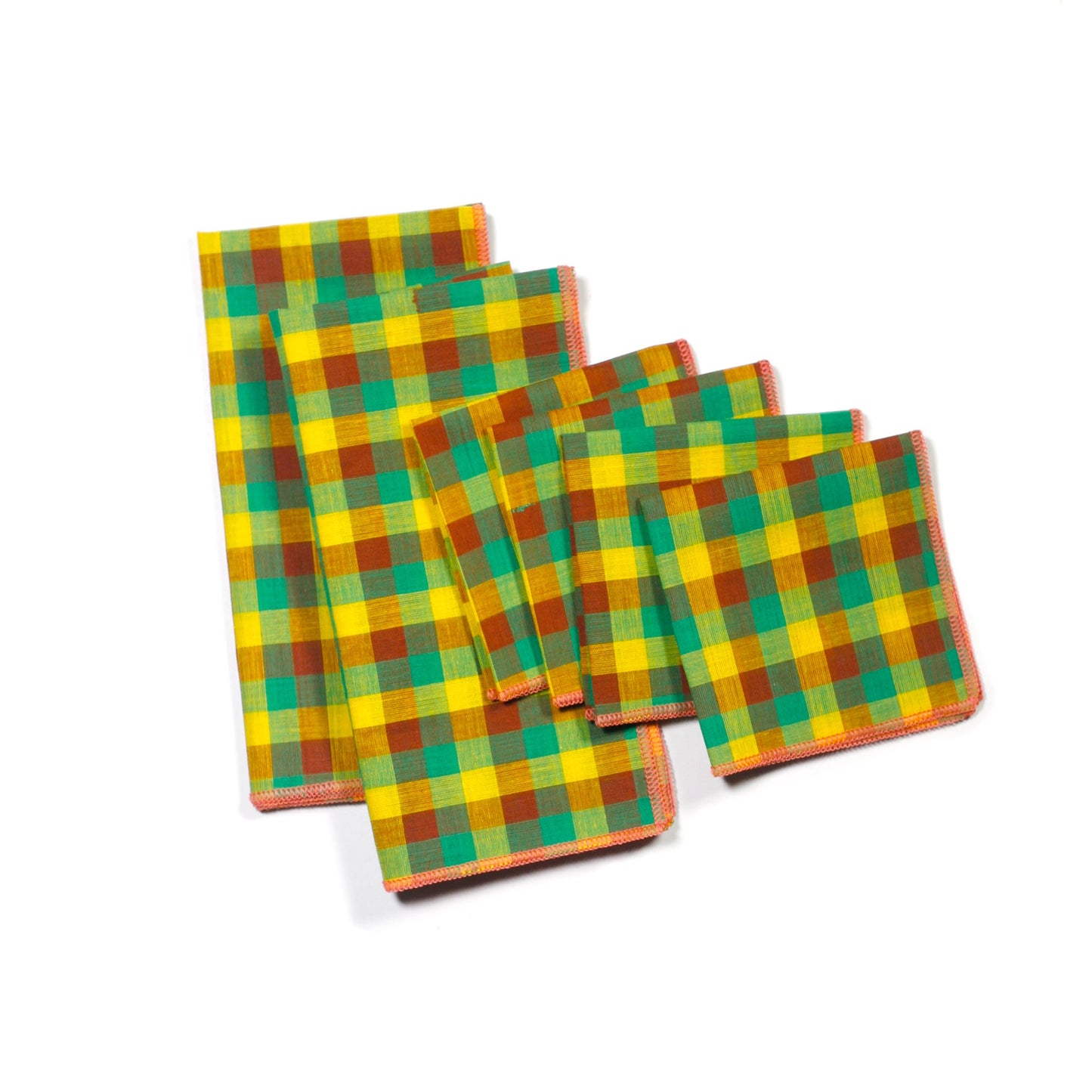 Heatwave Multi-color Gingham Cocktail Napkins, Set of 4