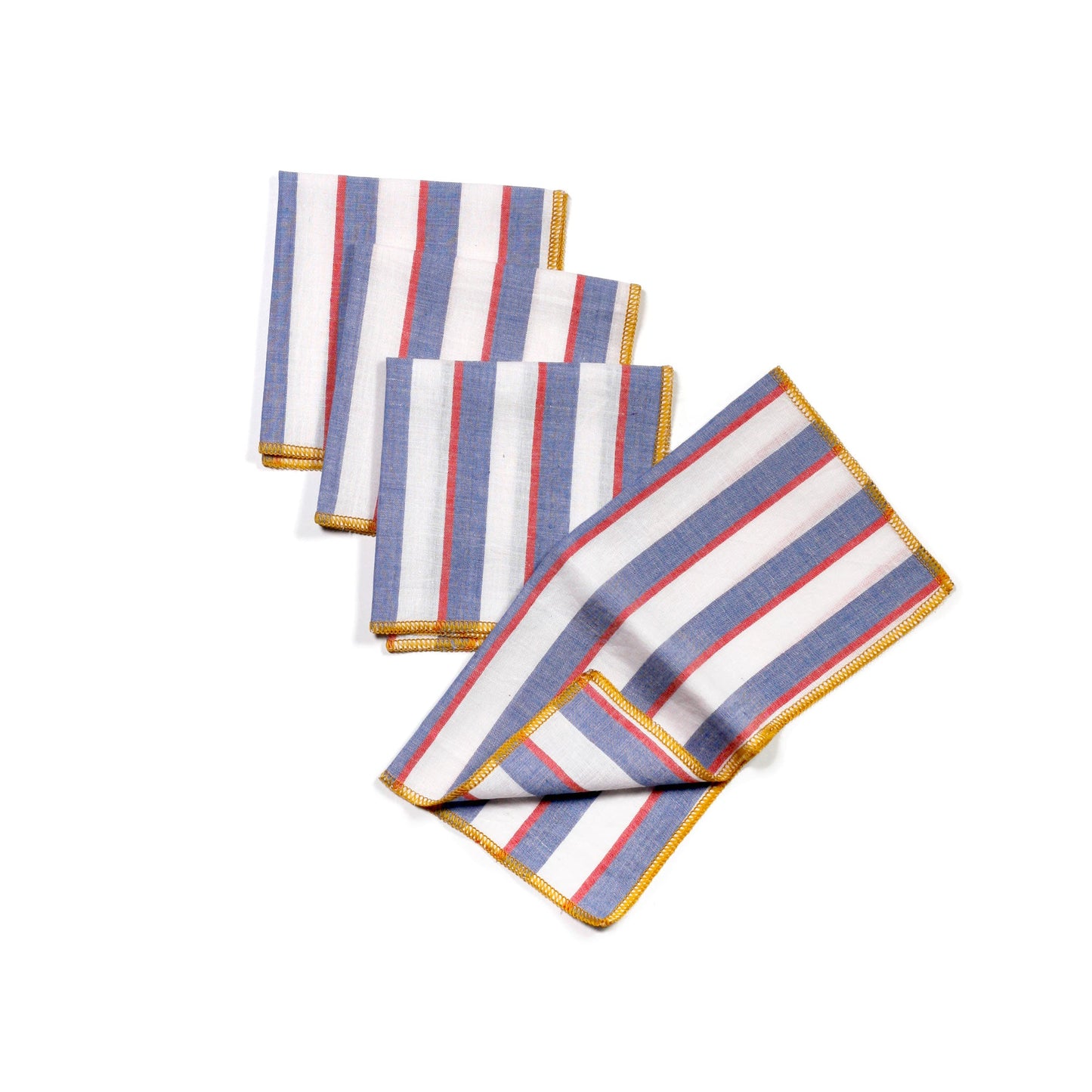 Mondrian Primary Colors Striped Cocktail Napkins, Set of 4