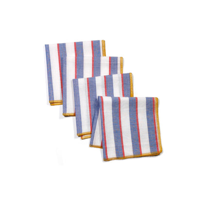 Mondrian Primary Colors Striped Cocktail Napkins, Set of 4