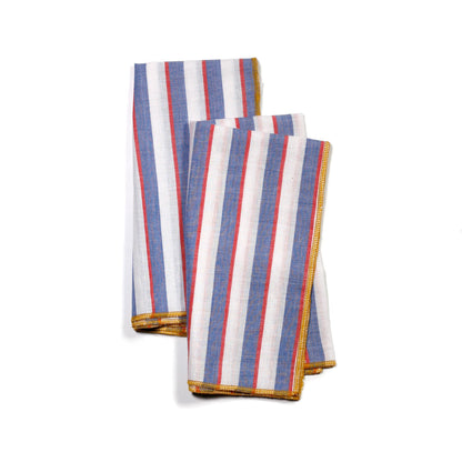 Mondrian Primary Colors Striped Dinner Napkins, Set of 2