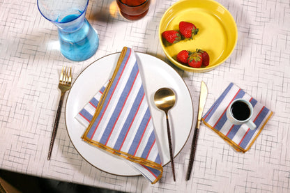 Mondrian Primary Colors Striped Cocktail Napkins, Set of 4